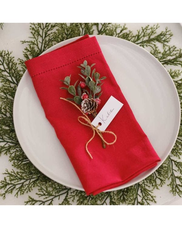 Red Berry Sprig Place Card Holders - 15cm (6pk)