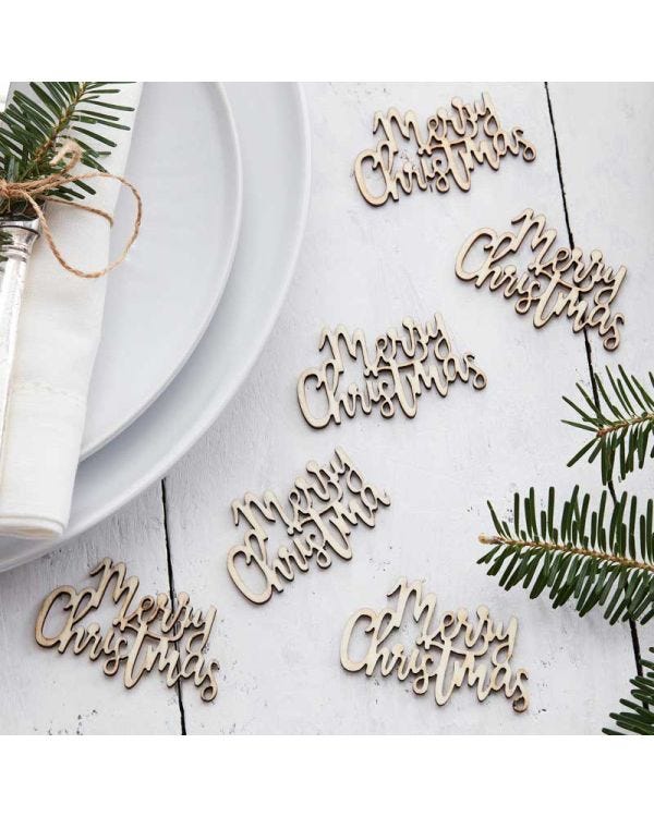 Wooden Merry Christmas Table Confetti (20pk)