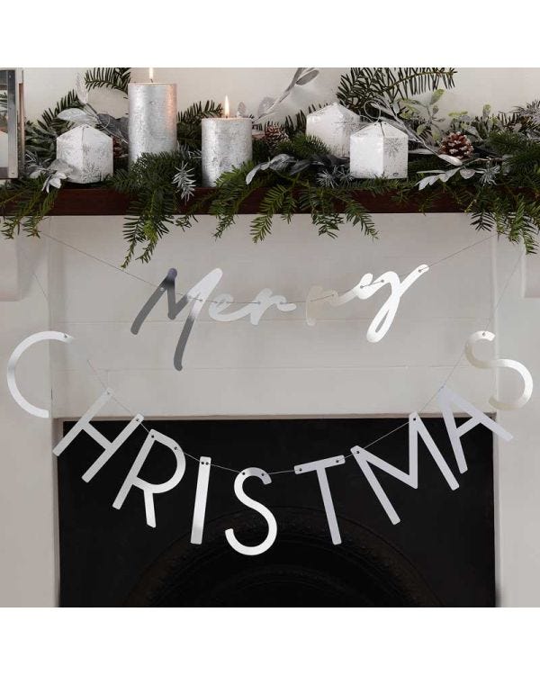 Silver Acrylic Merry Christmas Banner - 82cm