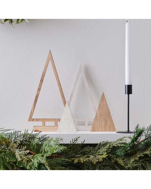 Wooden Tree Decorations (4pk)
