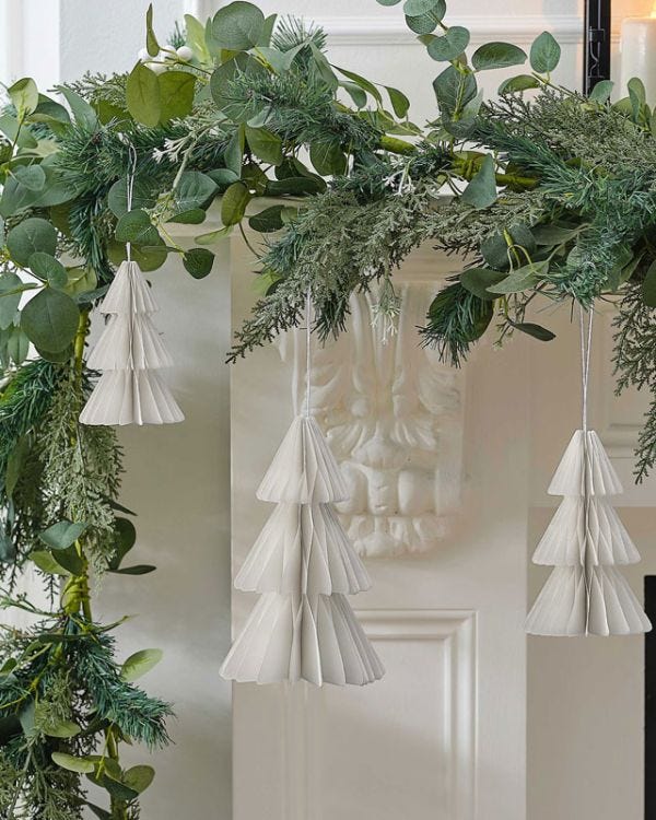 White Honeycomb Trees Hanging Decorations (3pk)