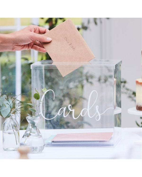 Botanical Wedding Clear Acrylic Card Box - 25cm