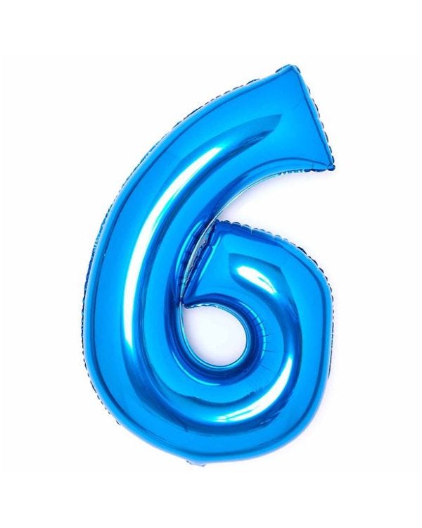 Number 6 Blue Foil Balloon - 34&quot;
