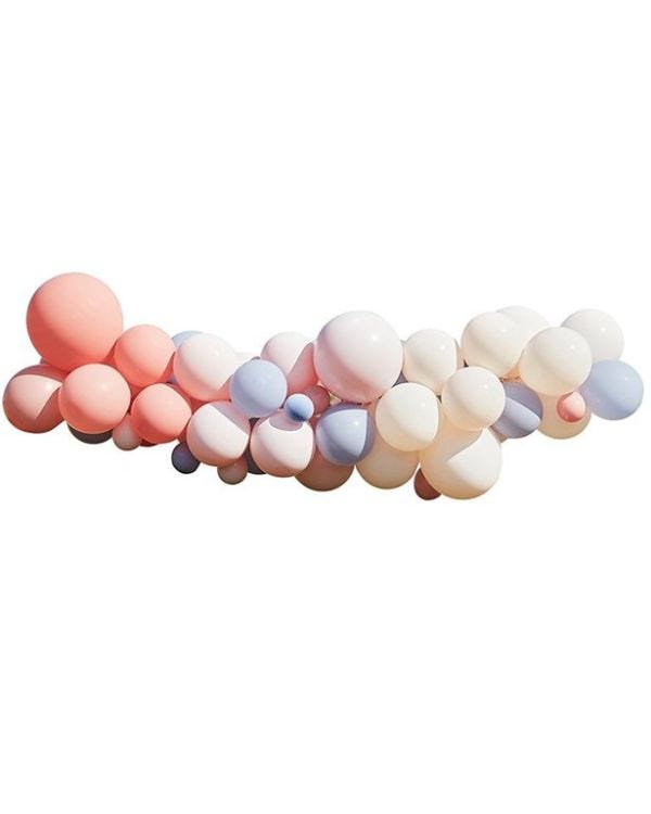 Blush, Nude &amp; Blue Balloon Arch Kit - 60 Balloons