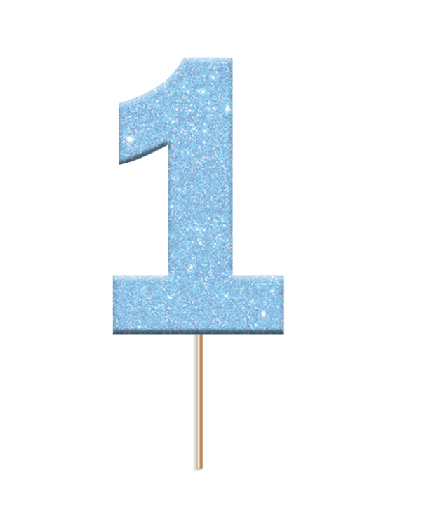 Blue Glitter 1st Birthday Cake Topper