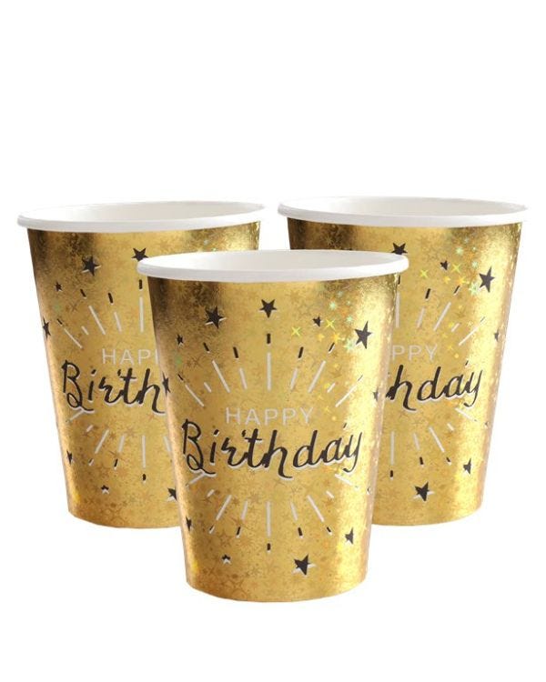 Sparkling Gold Paper Cups - 270ml (10pk)
