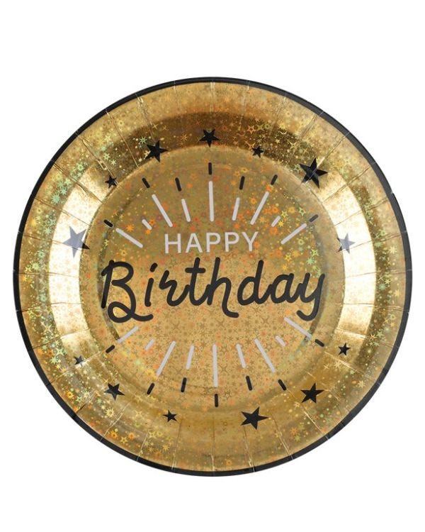Sparkling Gold Paper Plate - 23cm (10pk)
