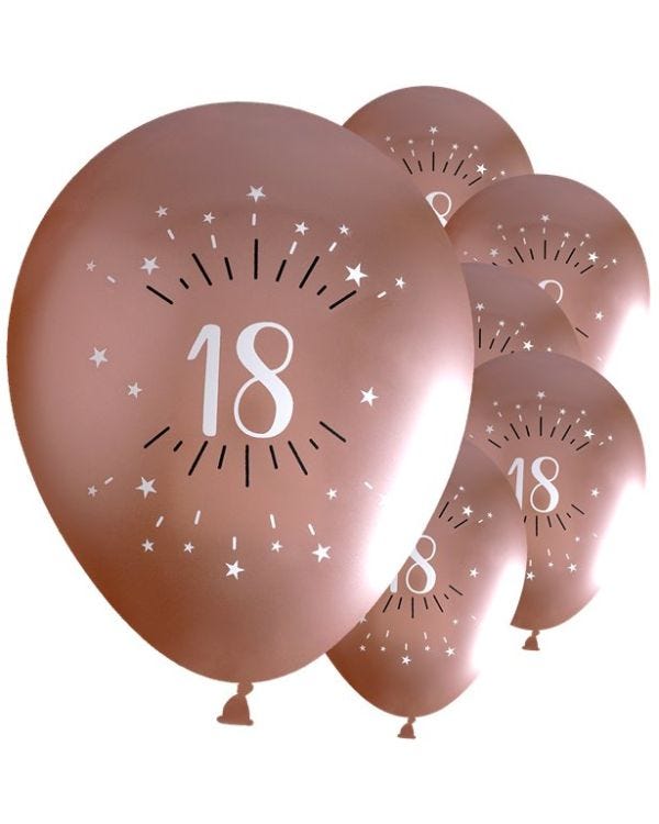 Sparkling Rose Gold 18th Latex Balloons - 12&quot; (6pk)