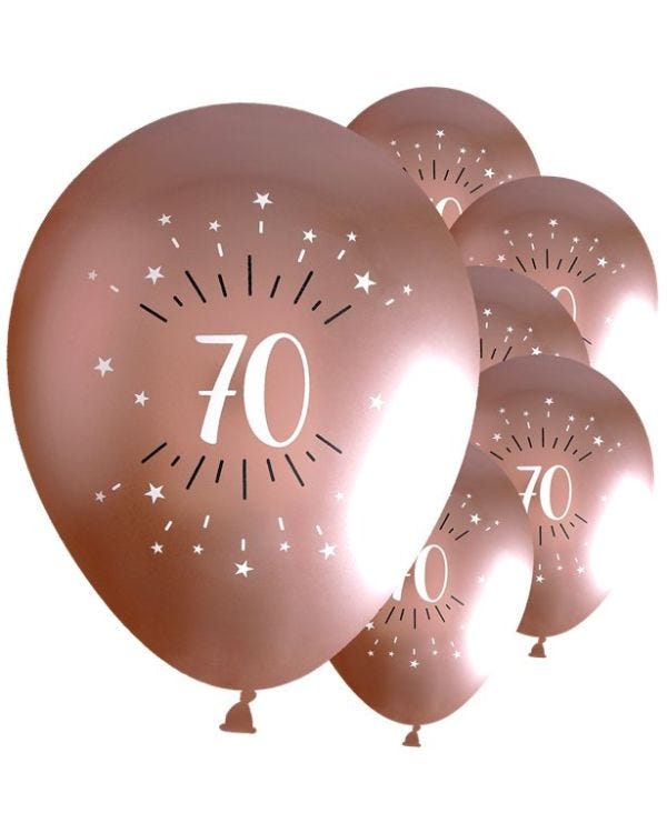 Sparkling Rose Gold 70th Latex Balloons - 12&quot; (6pk)