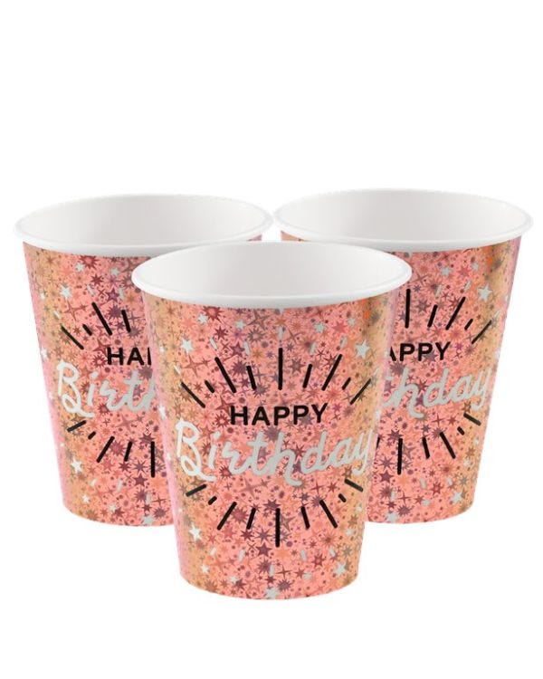 Sparkling Rose Gold Paper Cups - 270ml (10pk)