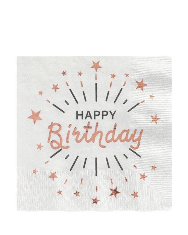 Sparkling Rose Gold Napkins - 25cm (10pk)