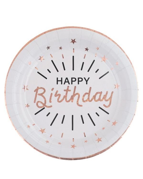 Sparkling Rose Gold Paper Plates - 23cm (10pk)