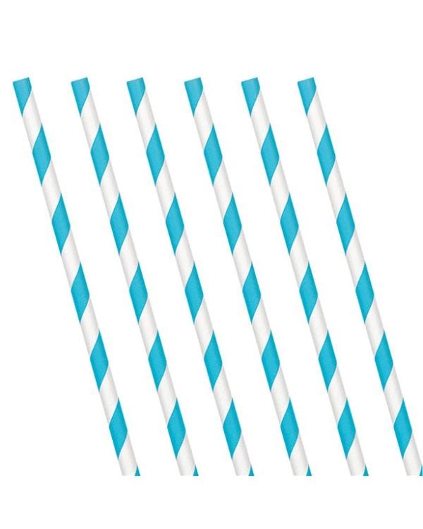 Turquoise Stripe Paper Straws (24pk)