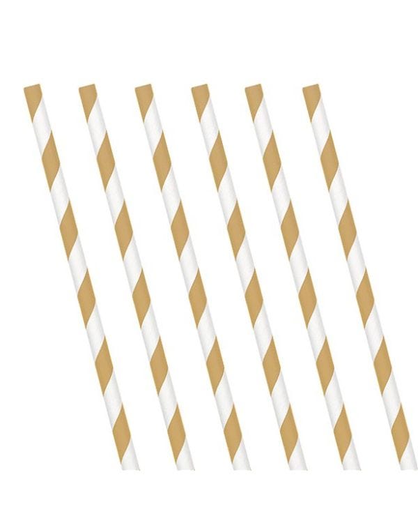Gold Stripe Paper Straws (24pk)