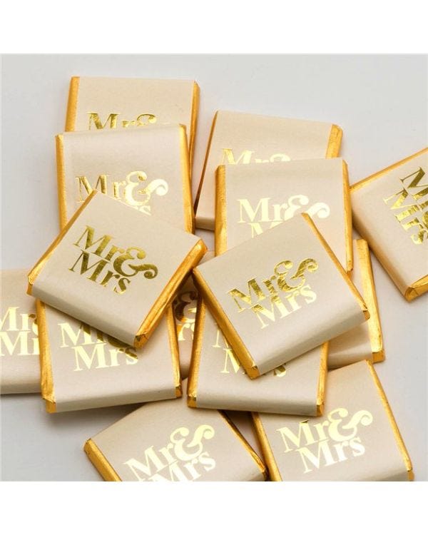 Gold &#039;Mr &amp; Mrs&#039; Chocolate Neapolitans x50
