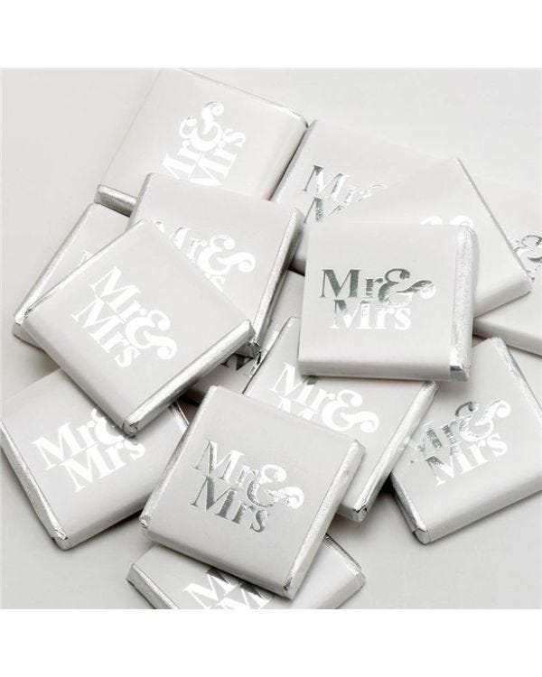 Silver &#039;Mr &amp;  Mrs&#039; Chocolate Neapolitans x50