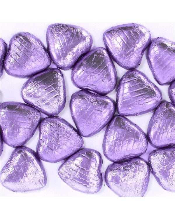 Lilac Foil Chocolate Hearts x20