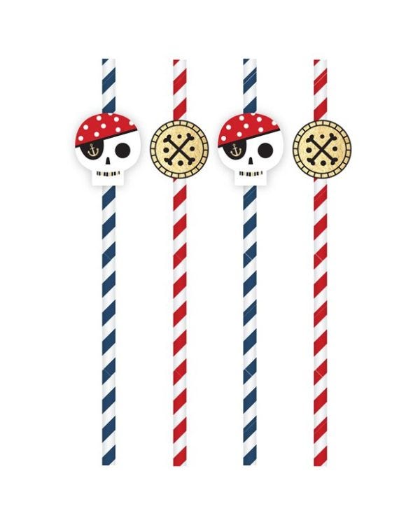 Treasure Island Pirate Straws with Toppers (8pk)