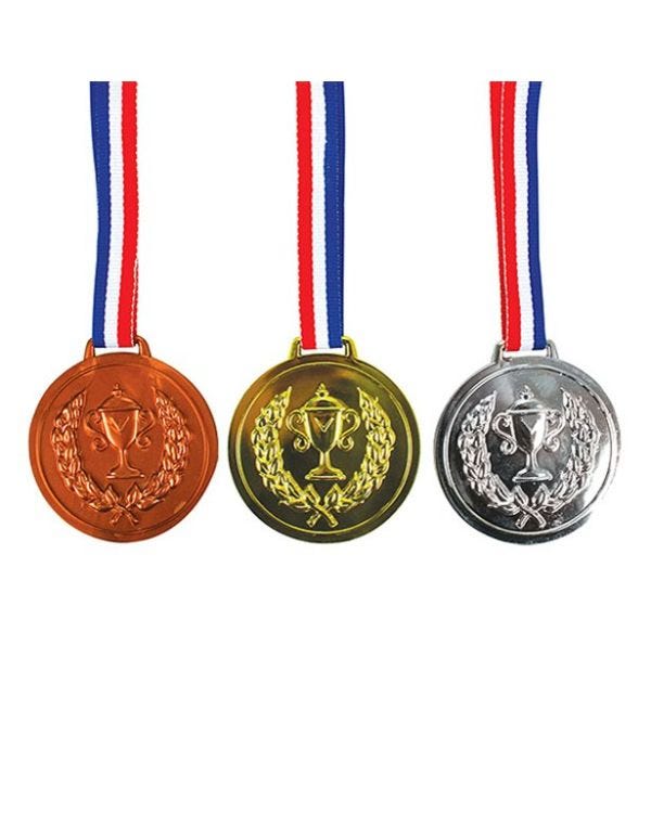 Gold, Silver &amp; Bronze Plastic Medals - 80cm (3pk)