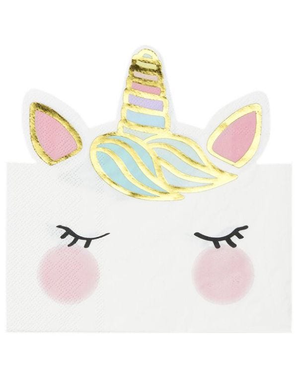 We Heart Unicorn Shaped Paper Napkins (12pk)