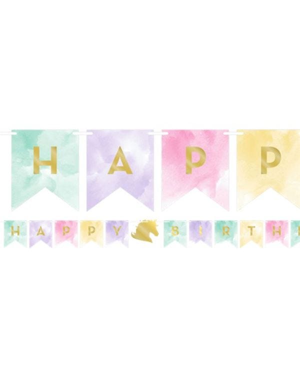 Unicorn Sparkle &#039;Happy Birthday&#039; Paper Banner - 2.4m
