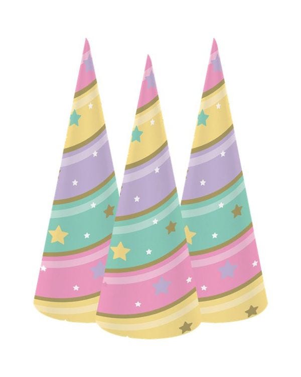 Unicorn Sparkle Horn Paper Hats - 18cm (8pk)