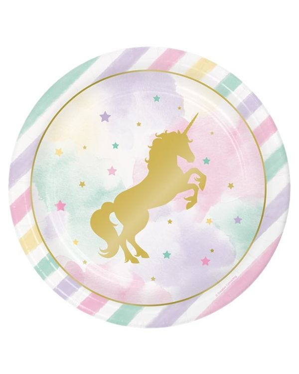Unicorn Sparkle Paper Plates - 23cm (8pk)