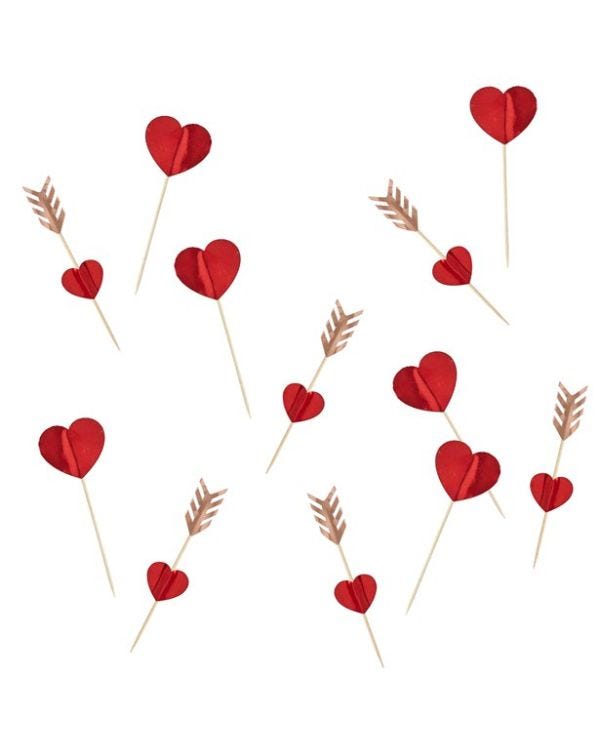 Heart Food Picks - 12cm (12pk)