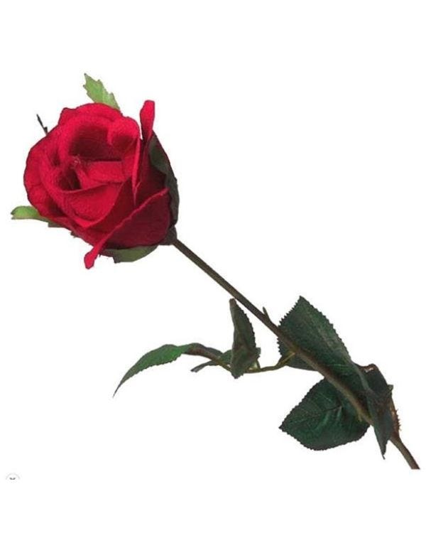 Luxury Long Stem Silk Red Rose - 59cm