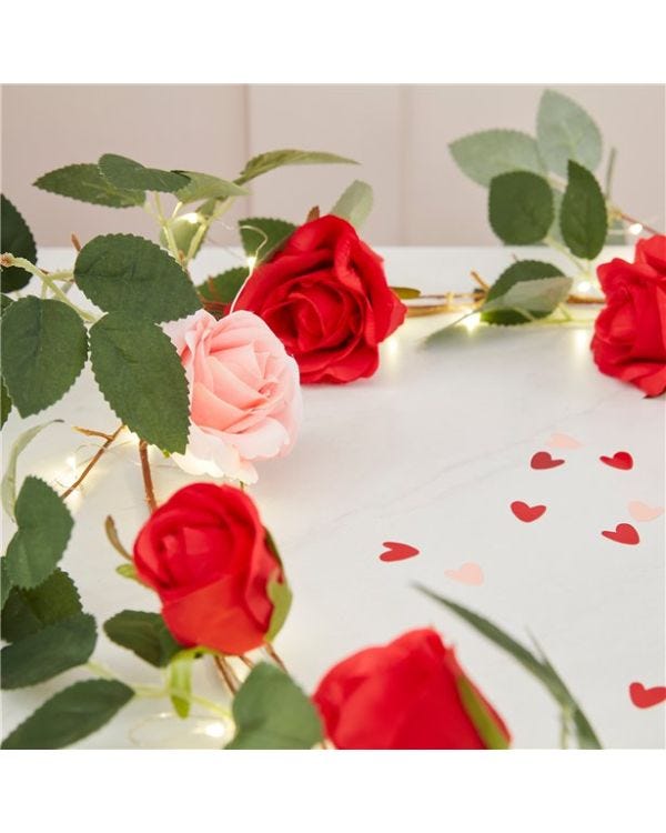 Rose Foliage Garland with String Lights - 1.8m