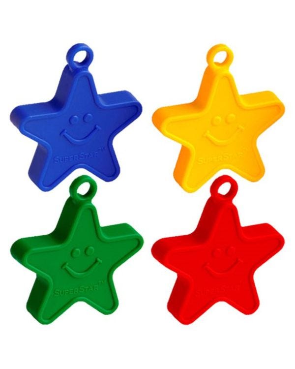 Primary Coloured Star Balloon Weights - 95g