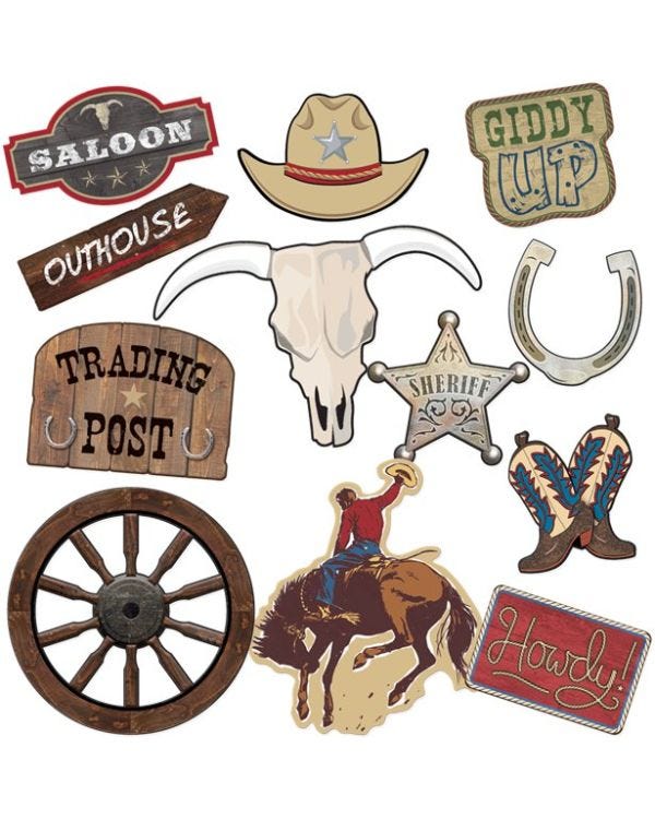 Western Party Card Cutouts (12pk)