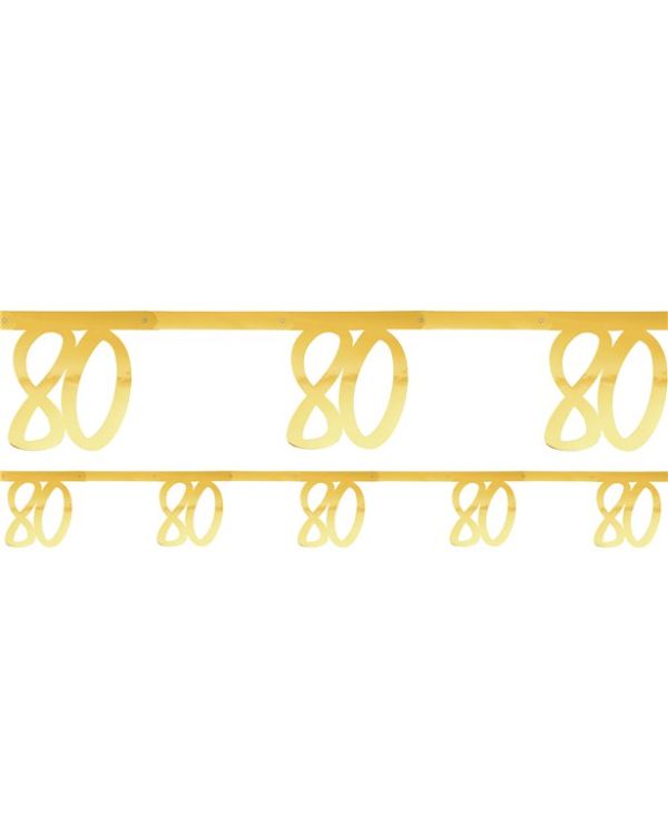 White &amp; Gold Sparkle 80th Bunting - 2.5m
