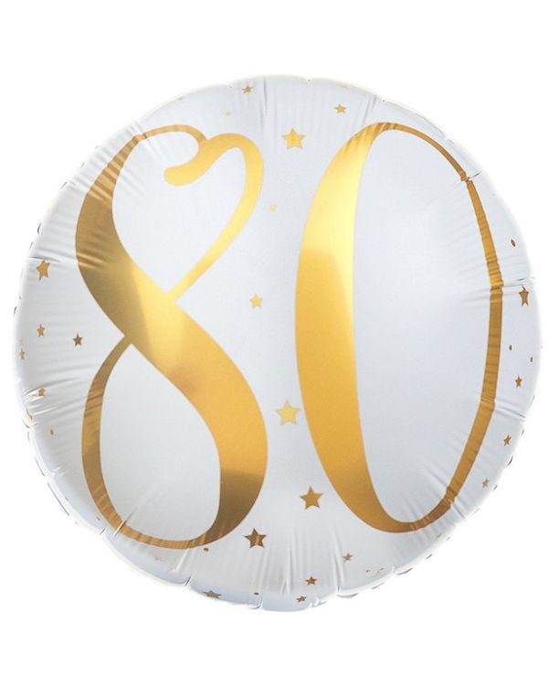 White &amp; Gold Sparkle 80th Balloon - 18&quot; Foil