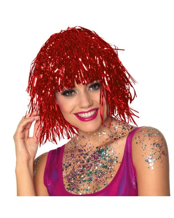 Red Tinsel Wig