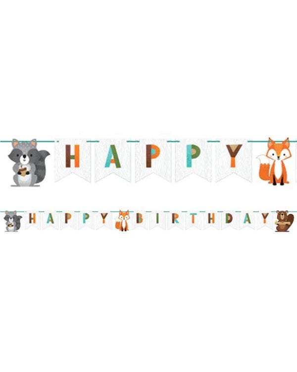 Woodland Animals &#039;Happy Birthday&#039; Ribbon Banner - 2.5m