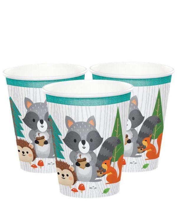 Woodland Animals Paper Cups - 256ml (8pk)