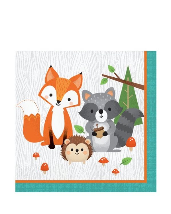 Woodland Animals Napkins - 33cm (16pk)