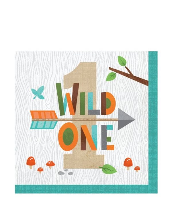Woodland Animals Age 1 Paper Napkins - 33cm (16pk)