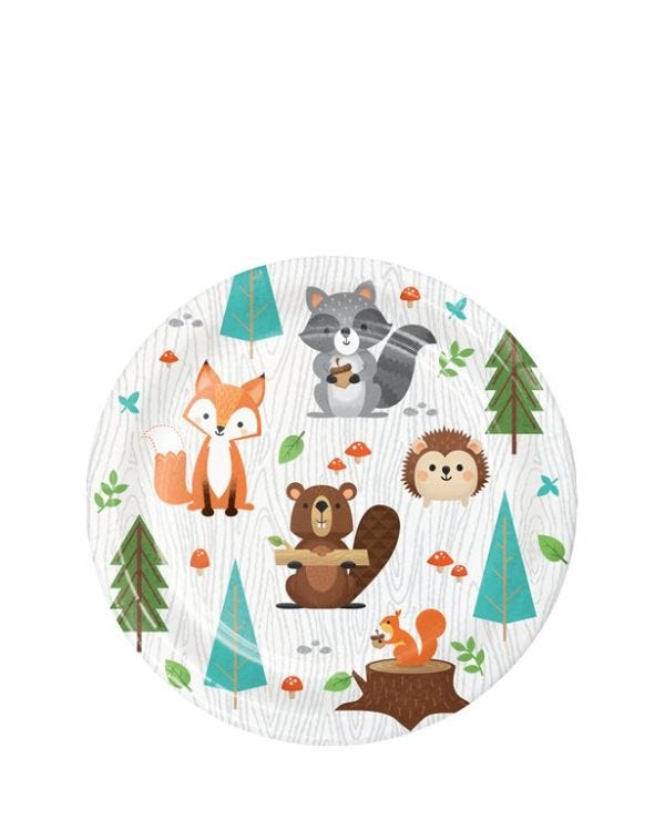 Woodland Animals Paper Plates - 18cm (8pk)
