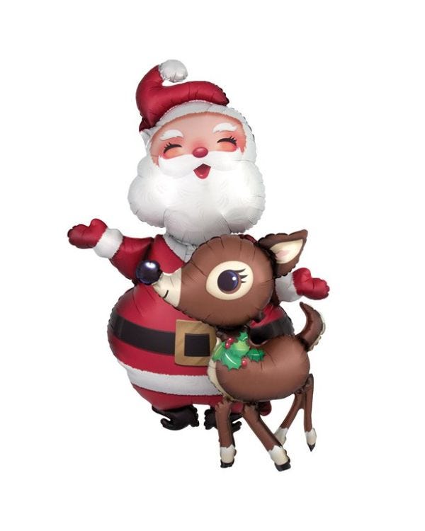 Santa &amp; Reindeer Giant Foil Airwalker Balloon - 48&quot;
