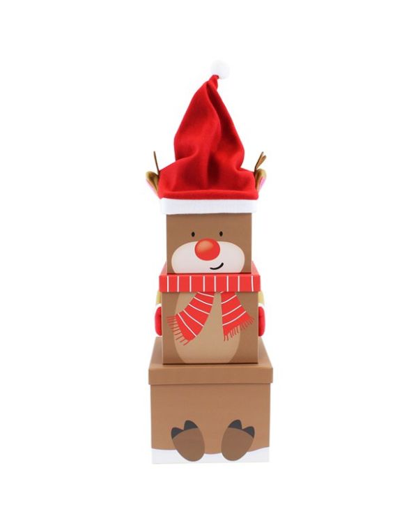 Rudolph Plush Extra Large Stacking Boxes - 52cm (3pk)