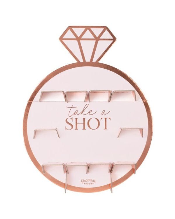 Rose Gold Hen Party Ring Shot Wall