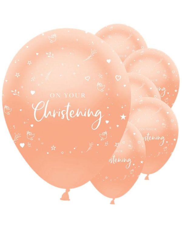 On Your Christening Pink Balloons - 12&quot; Latex (6pk)