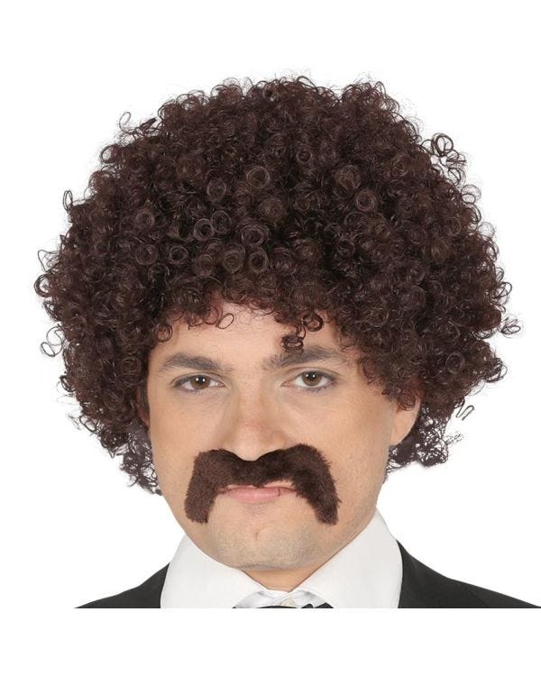 80s Retro Wig &amp; Tash