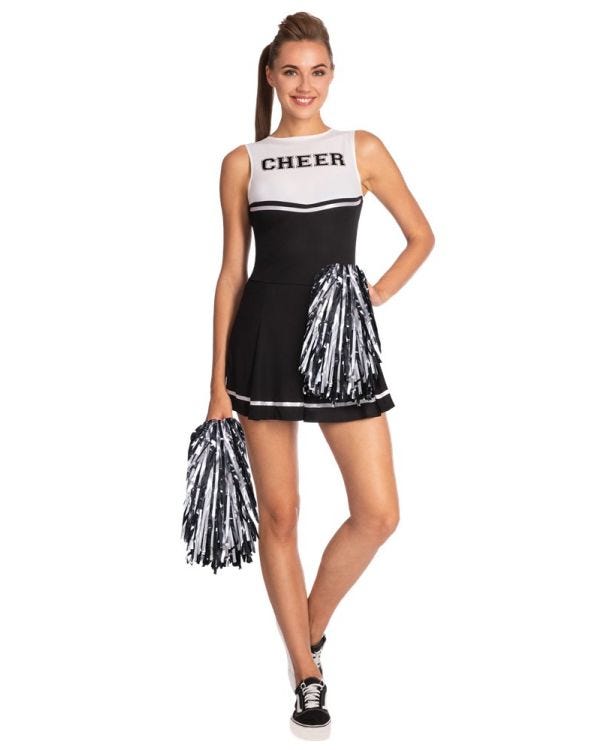 Black High School Cheerleader - Adult Costume