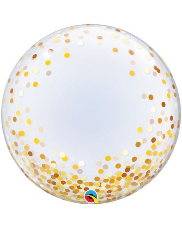 Gold Confetti Dots Printed Bubble Balloon - 24&quot;