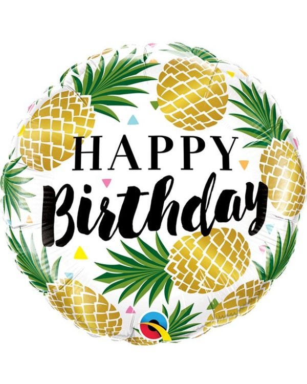 Birthday Golden Pineapples Foil Balloon - 18&quot; Balloon