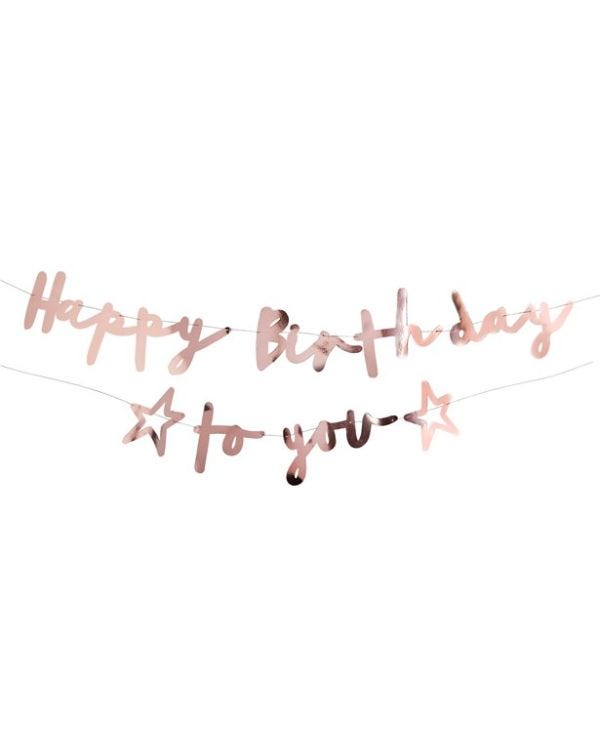 Happy Birthday to You Rose Gold Paper Banner - 2m