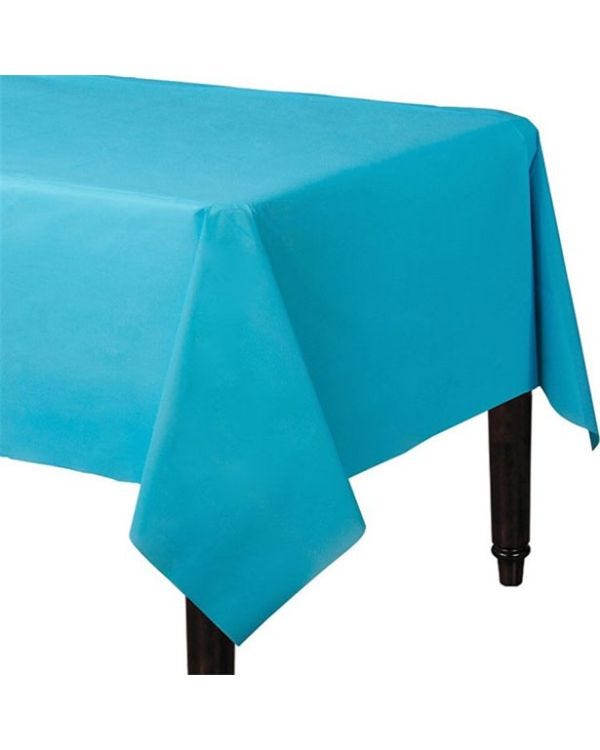 Turquoise Plastic Table Cover - 1.4m x 2.8m